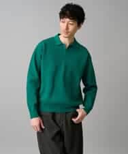 KHFED21069 a.v.v MEN(アー・ヴェ・ヴェ) 【洗濯機で洗える】ポップコーンスキッパーニットポロ グリーン