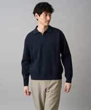 KHFED21069 a.v.v MEN(アー・ヴェ・ヴェ) 【洗濯機で洗える】ポップコーンスキッパーニットポロ ネイビー