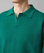 KHFED21069 a.v.v MEN(アー・ヴェ・ヴェ) 【洗濯機で洗える】ポップコーンスキッパーニットポロ ネイビー