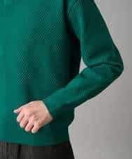 KHFED21069 a.v.v MEN(アー・ヴェ・ヴェ) 【洗濯機で洗える】ポップコーンスキッパーニットポロ ネイビー