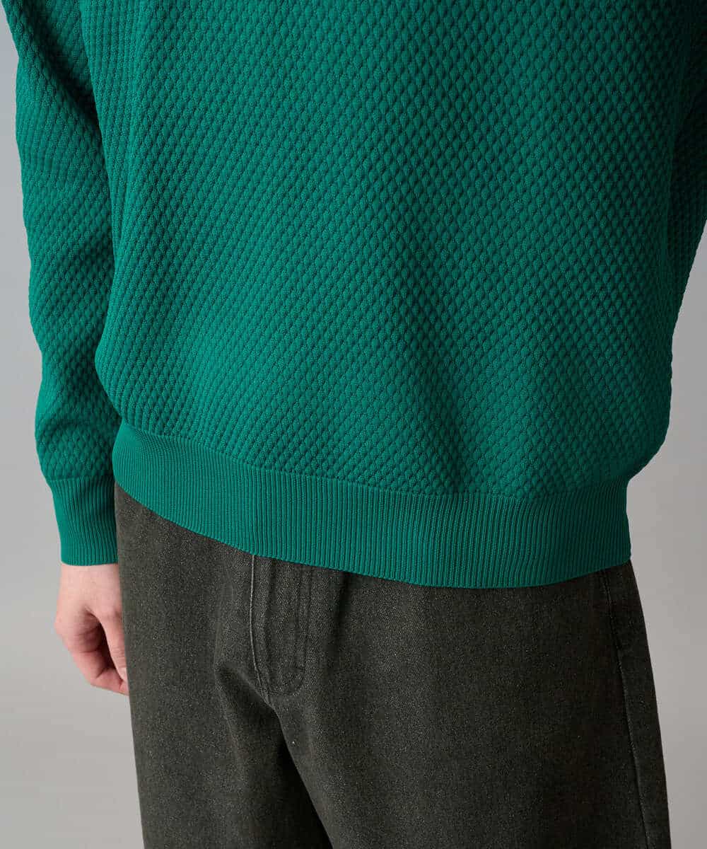 KHFED21069 a.v.v MEN(アー・ヴェ・ヴェ) 【洗濯機で洗える】ポップコーンスキッパーニットポロ ネイビー