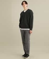 KHFEP02054 a.v.v MEN(アー・ヴェ・ヴェ) 【2枚SET/洗濯機で洗える】カットソー付きVネックアゼニット ピンク