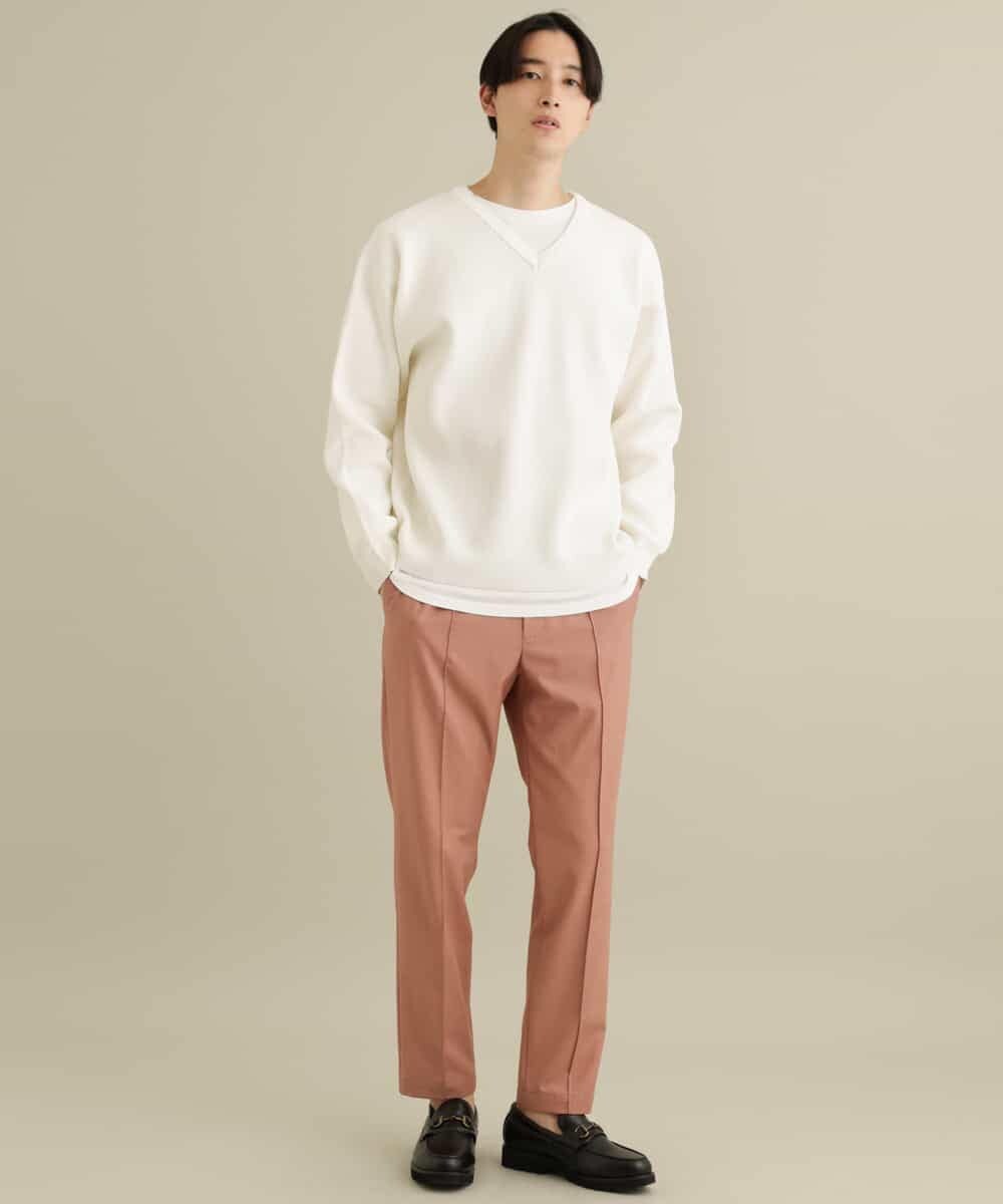 KHFEP02054 a.v.v MEN(アー・ヴェ・ヴェ) 【2枚SET/洗濯機で洗える】カットソー付きVネックアゼニット ピンク