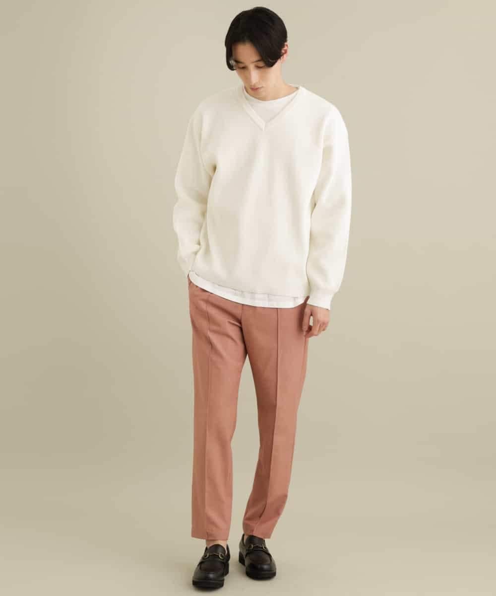 KHFEP02054 a.v.v MEN(アー・ヴェ・ヴェ) 【2枚SET/洗濯機で洗える】カットソー付きVネックアゼニット ピンク