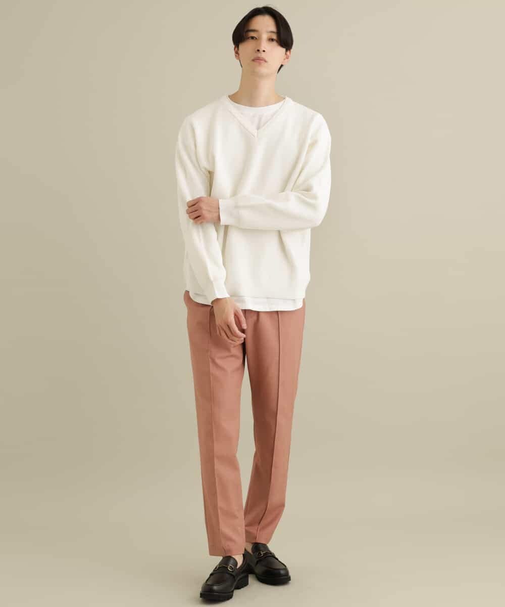 KHFEP02054 a.v.v MEN(アー・ヴェ・ヴェ) 【2枚SET/洗濯機で洗える】カットソー付きVネックアゼニット ピンク
