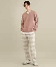 KHFEP02054 a.v.v MEN(アー・ヴェ・ヴェ) 【2枚SET/洗濯機で洗える】カットソー付きVネックアゼニット ピンク