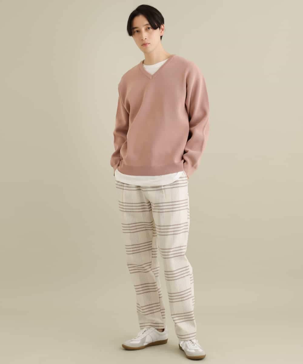 KHFEP02054 a.v.v MEN(アー・ヴェ・ヴェ) 【2枚SET/洗濯機で洗える】カットソー付きVネックアゼニット ピンク