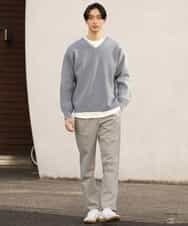 KHFEP02054 a.v.v MEN(アー・ヴェ・ヴェ) 【2枚SET/洗濯機で洗える】カットソー付きVネックアゼニット ピンク