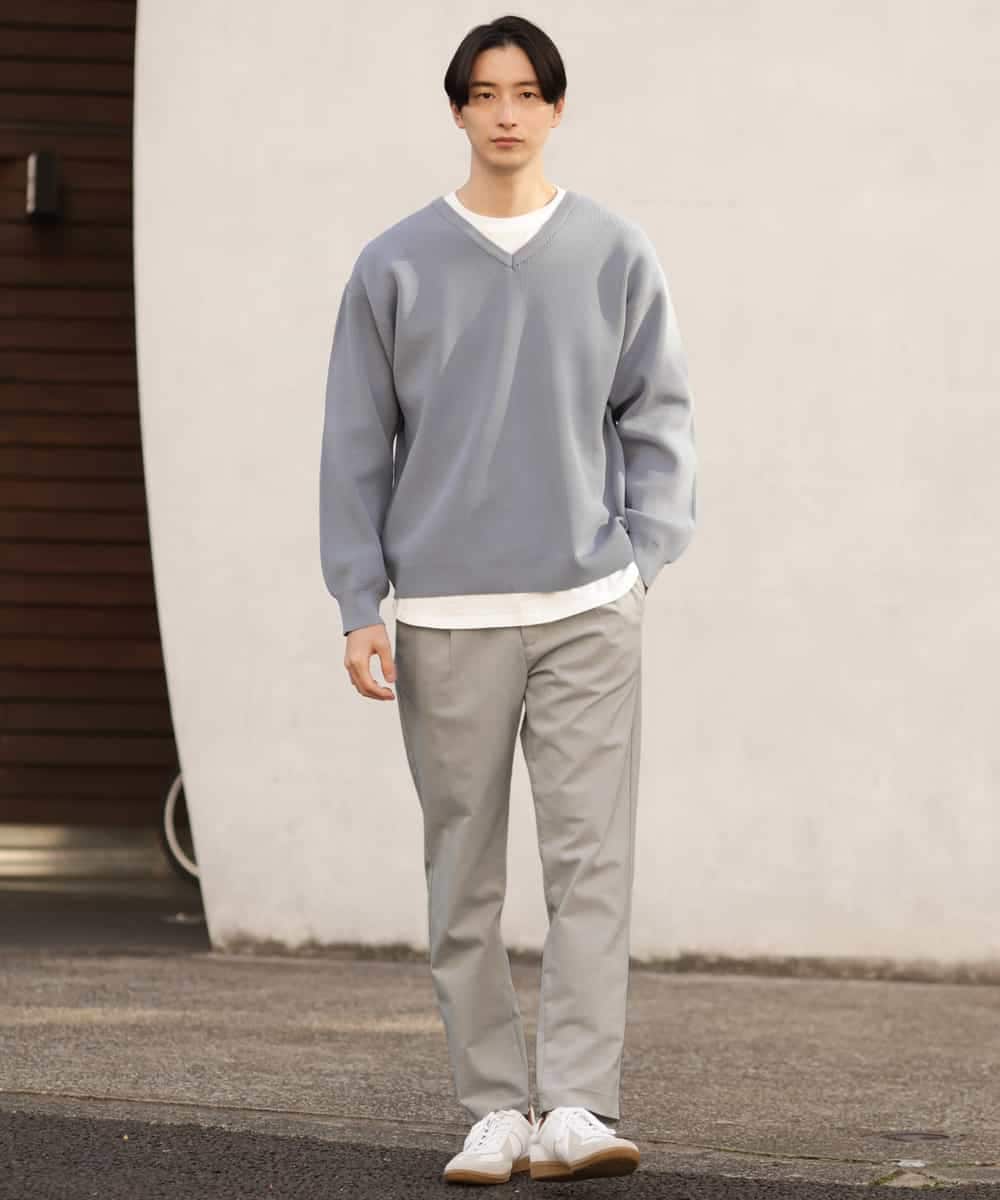 KHFEP02054 a.v.v MEN(アー・ヴェ・ヴェ) 【2枚SET/洗濯機で洗える】カットソー付きVネックアゼニット ピンク