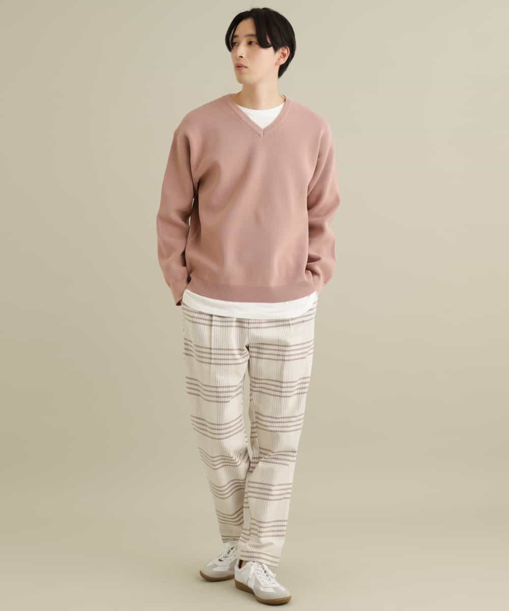 KHFEP02054 a.v.v MEN(アー・ヴェ・ヴェ) 【2枚SET/洗濯機で洗える】カットソー付きVネックアゼニット ピンク