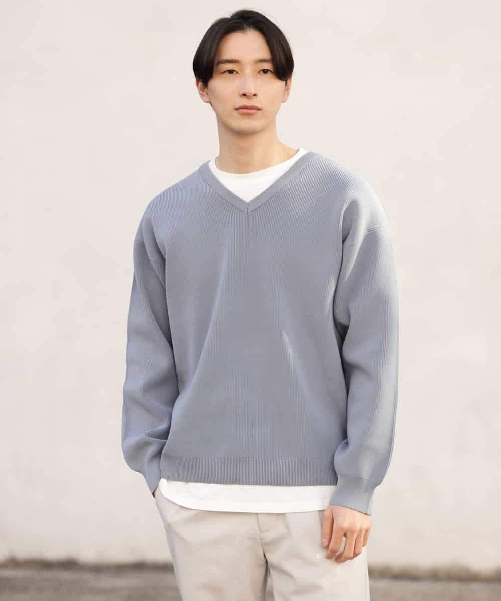 KHFEP02054 a.v.v MEN(アー・ヴェ・ヴェ) 【2枚SET/洗濯機で洗える】カットソー付きVネックアゼニット ピンク