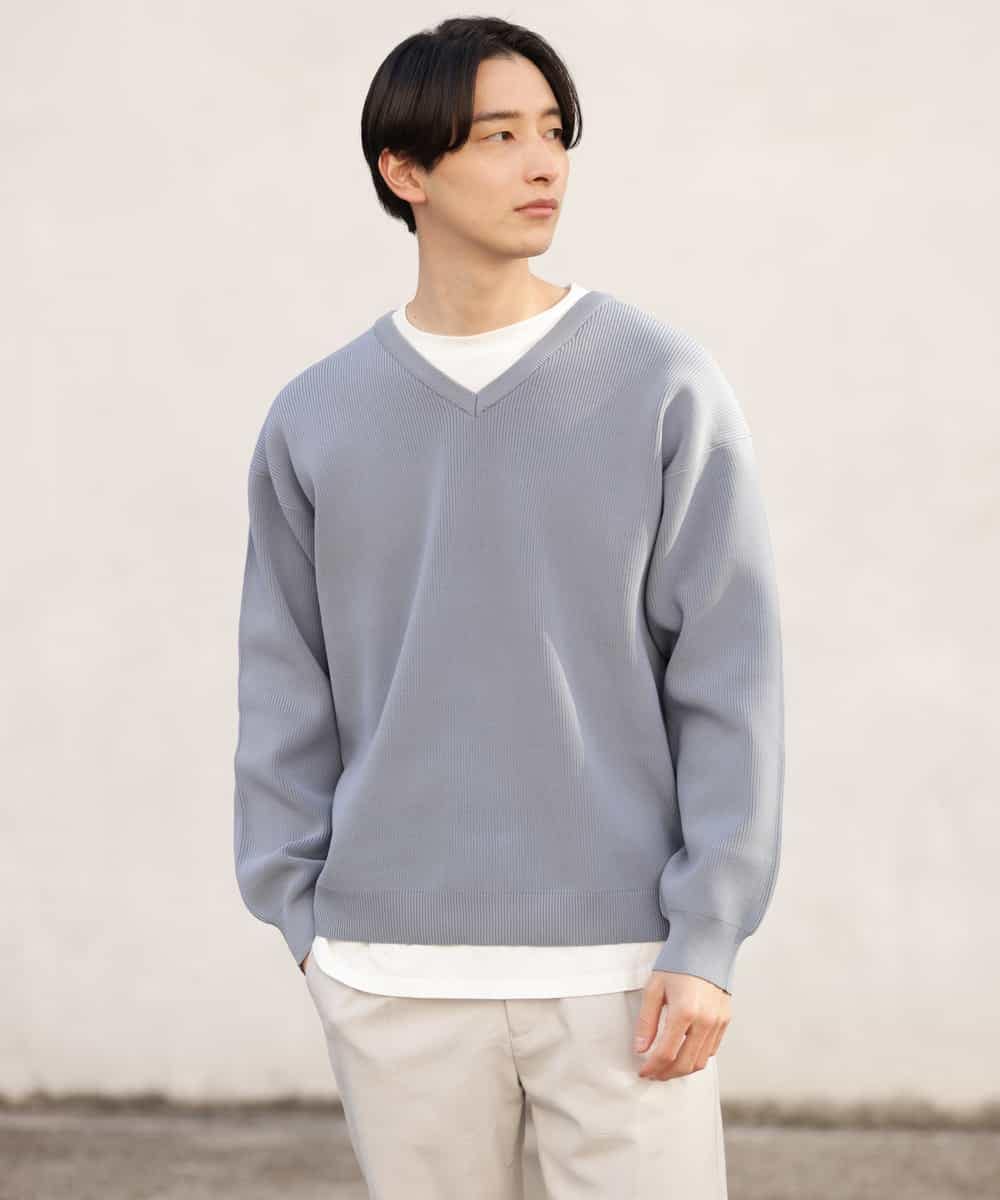 KHFEP02054 a.v.v MEN(アー・ヴェ・ヴェ) 【2枚SET/洗濯機で洗える】カットソー付きVネックアゼニット ピンク