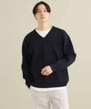 KHFEP02054 a.v.v MEN(アー・ヴェ・ヴェ) 【2枚SET/洗濯機で洗える】カットソー付きVネックアゼニット ピンク