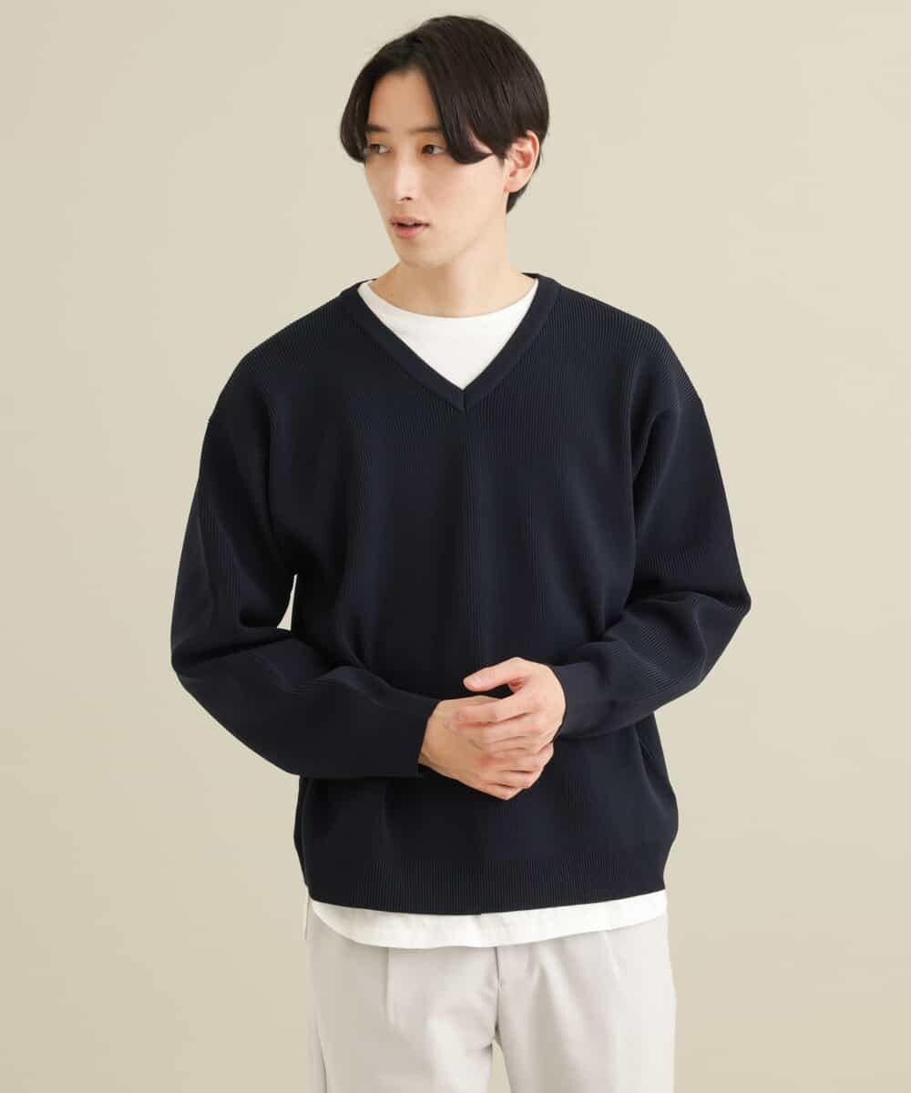 KHFEP02054 a.v.v MEN(アー・ヴェ・ヴェ) 【2枚SET/洗濯機で洗える】カットソー付きVネックアゼニット ピンク