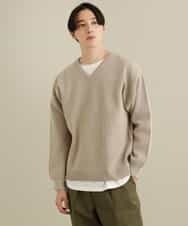 KHFEP02054 a.v.v MEN(アー・ヴェ・ヴェ) 【2枚SET/洗濯機で洗える】カットソー付きVネックアゼニット ピンク