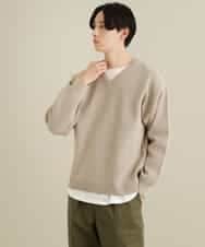 KHFEP02054 a.v.v MEN(アー・ヴェ・ヴェ) 【2枚SET/洗濯機で洗える】カットソー付きVネックアゼニット ピンク