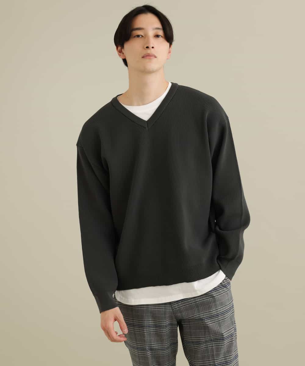 KHFEP02054 a.v.v MEN(アー・ヴェ・ヴェ) 【2枚SET/洗濯機で洗える】カットソー付きVネックアゼニット ピンク