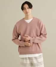 KHFEP02054 a.v.v MEN(アー・ヴェ・ヴェ) 【2枚SET/洗濯機で洗える】カットソー付きVネックアゼニット ピンク