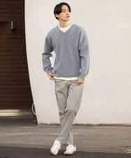 KHFEP02054 a.v.v MEN(アー・ヴェ・ヴェ) 【2枚SET/洗濯機で洗える】カットソー付きVネックアゼニット ピンク