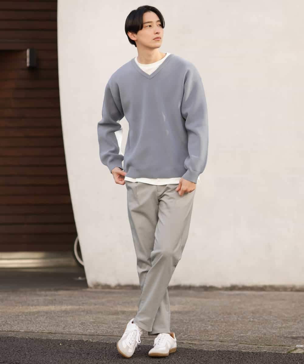 KHFEP02054 a.v.v MEN(アー・ヴェ・ヴェ) 【2枚SET/洗濯機で洗える】カットソー付きVネックアゼニット ピンク
