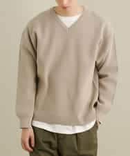 KHFEP02054 a.v.v MEN(アー・ヴェ・ヴェ) 【2枚SET/洗濯機で洗える】カットソー付きVネックアゼニット ベージュ