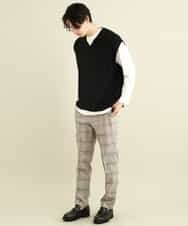 KHFFP10054 a.v.v MEN(アー・ヴェ・ヴェ) 【2点SET/洗濯機で洗える】カットソー付きVネックニットベスト ブルー