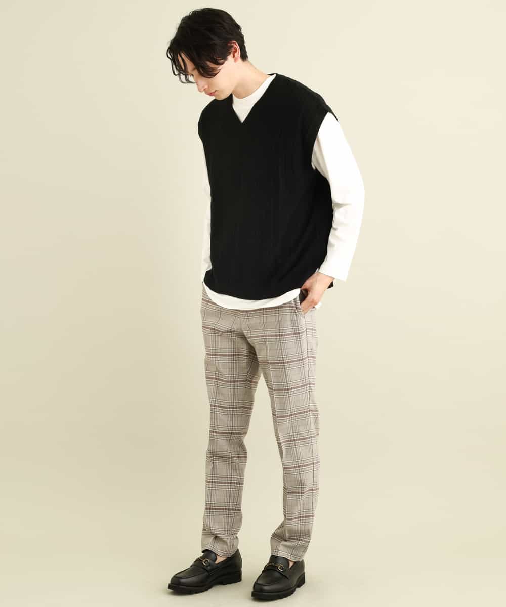 KHFFP10054 a.v.v MEN(アー・ヴェ・ヴェ) 【2点SET/洗濯機で洗える】カットソー付きVネックニットベスト ブルー