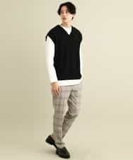 KHFFP10054 a.v.v MEN(アー・ヴェ・ヴェ) 【2点SET/洗濯機で洗える】カットソー付きVネックニットベスト ブルー
