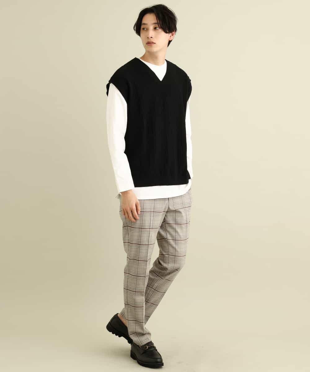 KHFFP10054 a.v.v MEN(アー・ヴェ・ヴェ) 【2点SET/洗濯機で洗える】カットソー付きVネックニットベスト ブルー