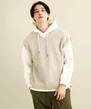 KHFFP10054 a.v.v MEN(アー・ヴェ・ヴェ) 【2点SET/洗濯機で洗える】カットソー付きVネックニットベスト ブルー