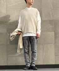 KHFFP10054 a.v.v MEN(アー・ヴェ・ヴェ) 【2点SET/洗濯機で洗える】カットソー付きVネックニットベスト ブルー