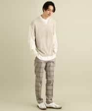 KHFFP10054 a.v.v MEN(アー・ヴェ・ヴェ) 【2点SET/洗濯機で洗える】カットソー付きVネックニットベスト ブルー