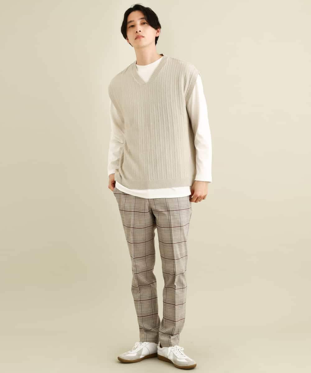 KHFFP10054 a.v.v MEN(アー・ヴェ・ヴェ) 【2点SET/洗濯機で洗える】カットソー付きVネックニットベスト ブルー