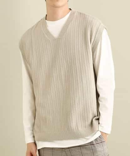 KHFFP10054 a.v.v MEN 【2点SET/洗濯機で洗える】カットソー付きVネックニットベスト