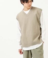 KHFFS10059 a.v.v MEN(アー・ヴェ・ヴェ) レイヤードカットソー付きVネックニットベスト ベージュ