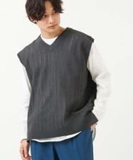 KHFFS10059 a.v.v MEN(アー・ヴェ・ヴェ) レイヤードカットソー付きVネックニットベスト ベージュ