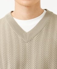 KHFFS10059 a.v.v MEN(アー・ヴェ・ヴェ) レイヤードカットソー付きVネックニットベスト ベージュ