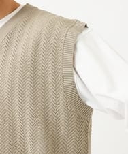 KHFFS10059 a.v.v MEN(アー・ヴェ・ヴェ) レイヤードカットソー付きVネックニットベスト ベージュ