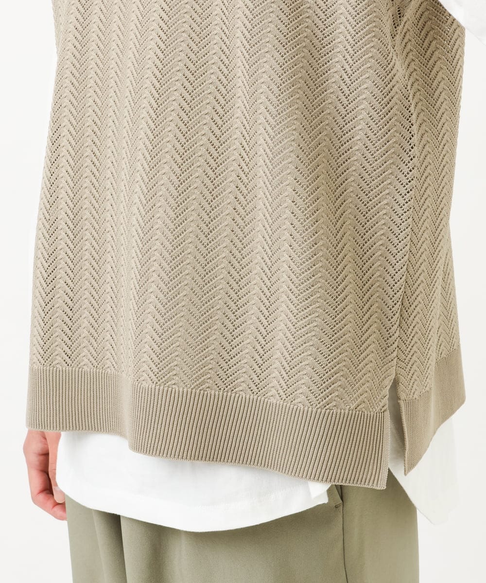 KHFFS10059 a.v.v MEN(アー・ヴェ・ヴェ) レイヤードカットソー付きVネックニットベスト ベージュ