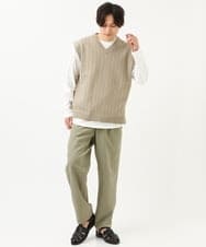 KHFFS10059 a.v.v MEN(アー・ヴェ・ヴェ) レイヤードカットソー付きVネックニットベスト ベージュ
