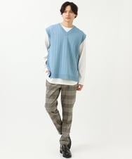 KHFFS10059 a.v.v MEN(アー・ヴェ・ヴェ) レイヤードカットソー付きVネックニットベスト ベージュ