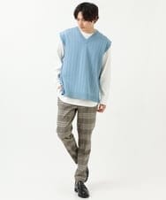 KHFFS10059 a.v.v MEN(アー・ヴェ・ヴェ) レイヤードカットソー付きVネックニットベスト ベージュ