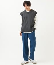 KHFFS10059 a.v.v MEN(アー・ヴェ・ヴェ) レイヤードカットソー付きVネックニットベスト ベージュ