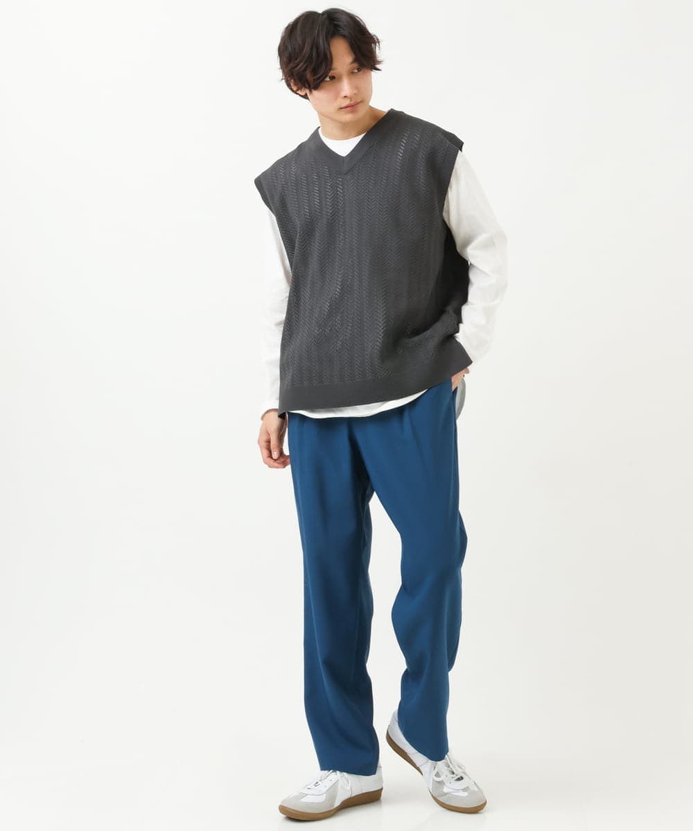 KHFFS10059 a.v.v MEN(アー・ヴェ・ヴェ) レイヤードカットソー付きVネックニットベスト ベージュ