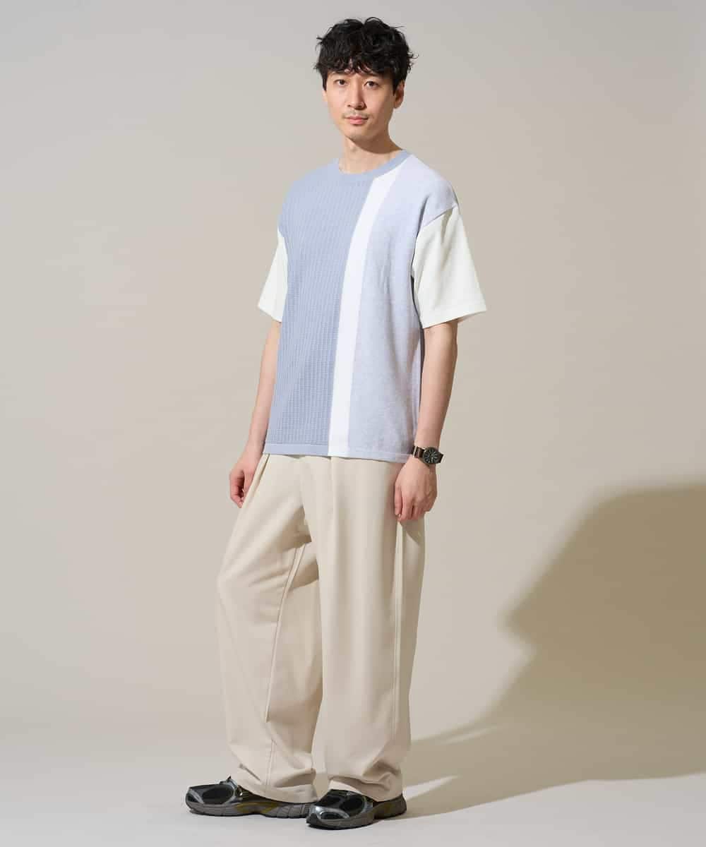 KHFGD67059 a.v.v MEN(アー・ヴェ・ヴェ) 【洗濯機で洗える】ニットベストキリカエカットソー ブルー