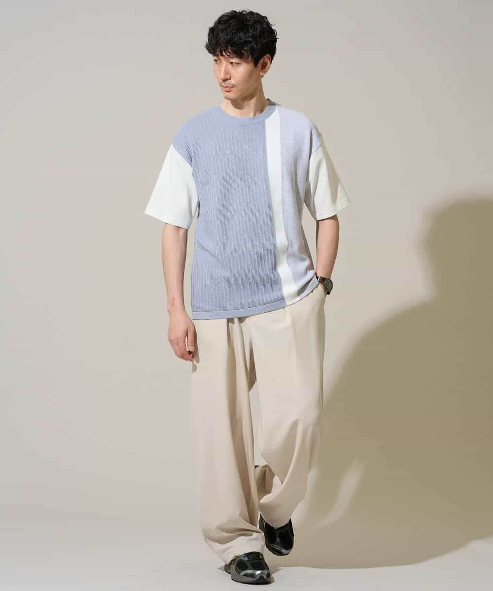 KHFGD67059 a.v.v MEN(アー・ヴェ・ヴェ) 【洗濯機で洗える】ニットベストキリカエカットソー ブルー