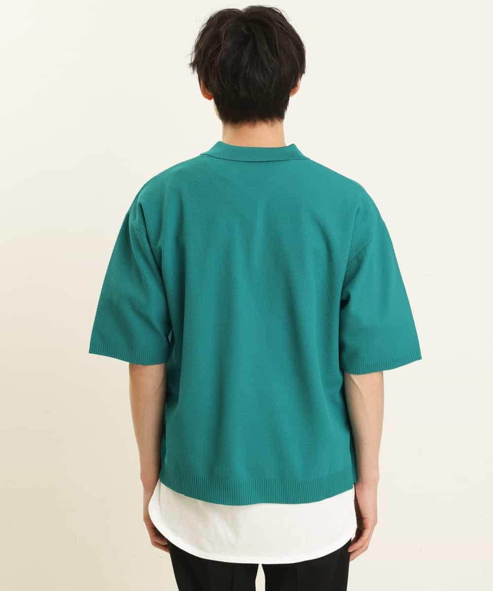 KHFGP40059 a.v.v MEN(アー・ヴェ・ヴェ) 【2SET】ワイドニットポロレイヤードカットソー グリーン