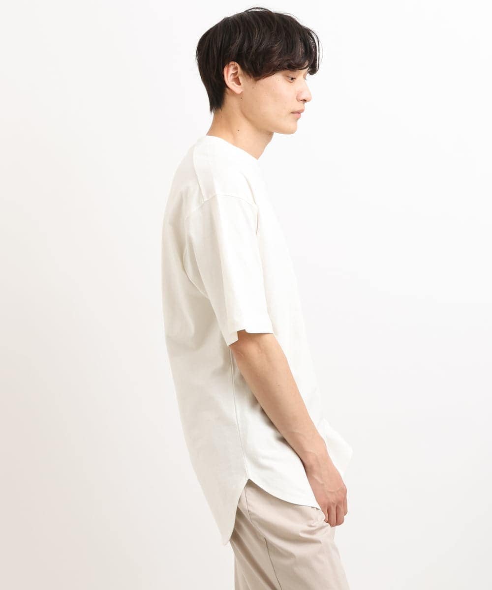 KHFGS42069 a.v.v MEN(アー・ヴェ・ヴェ) 【2SET】メッシュ五分袖ヘンリーネックニット(カットソー付き） オレンジ
