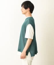 KHFHP53059 a.v.v MEN(アー・ヴェ・ヴェ) 【2SET/ドライタッチ】透かし編みニットベスト（カットソー付き） グリーン