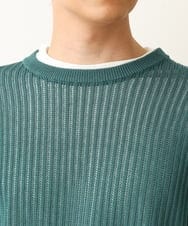 KHFHP53059 a.v.v MEN(アー・ヴェ・ヴェ) 【2SET/ドライタッチ】透かし編みニットベスト（カットソー付き） グリーン